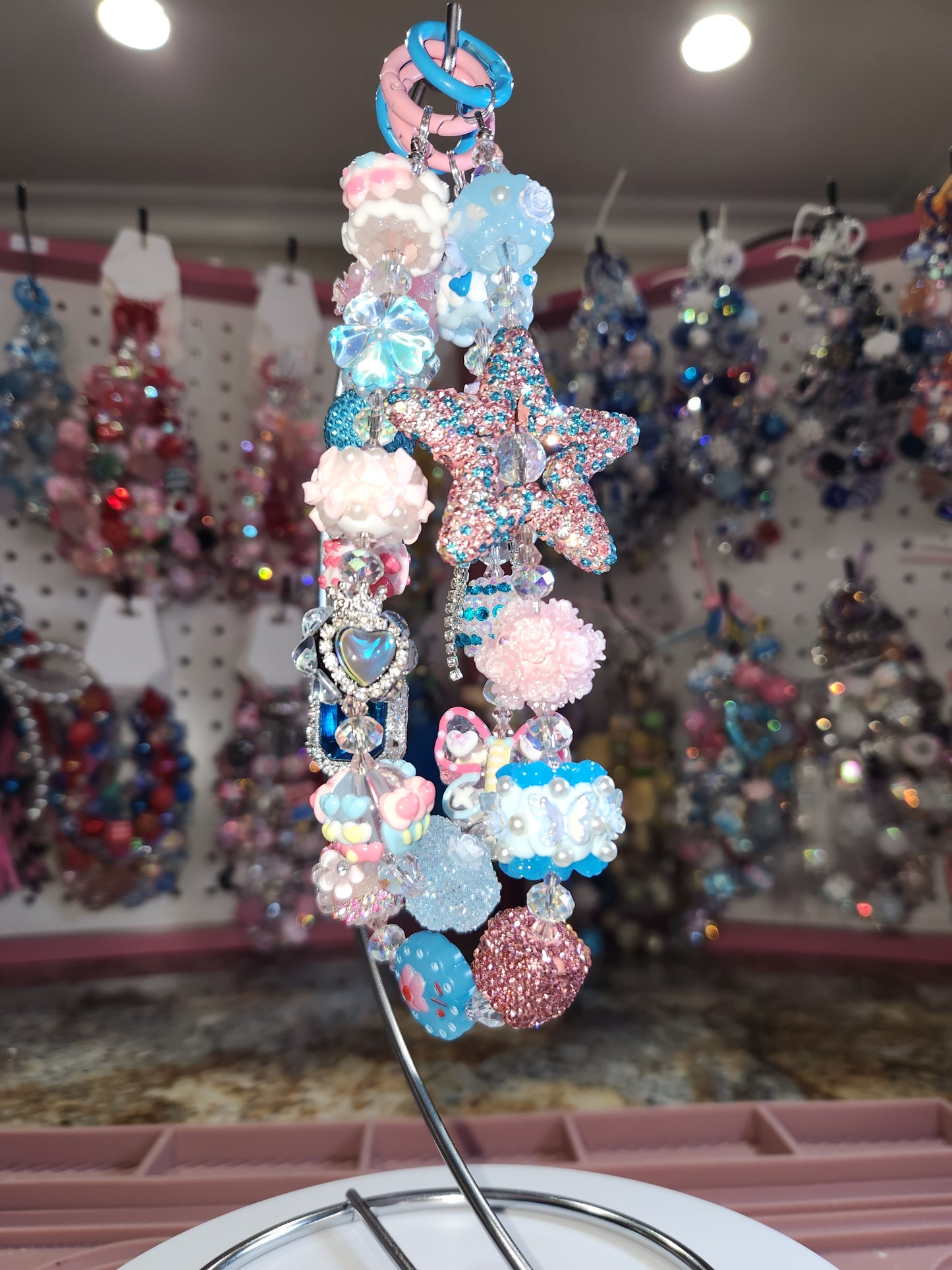 TT Live- Pink & Teal Deluxe Custom Chain Charm